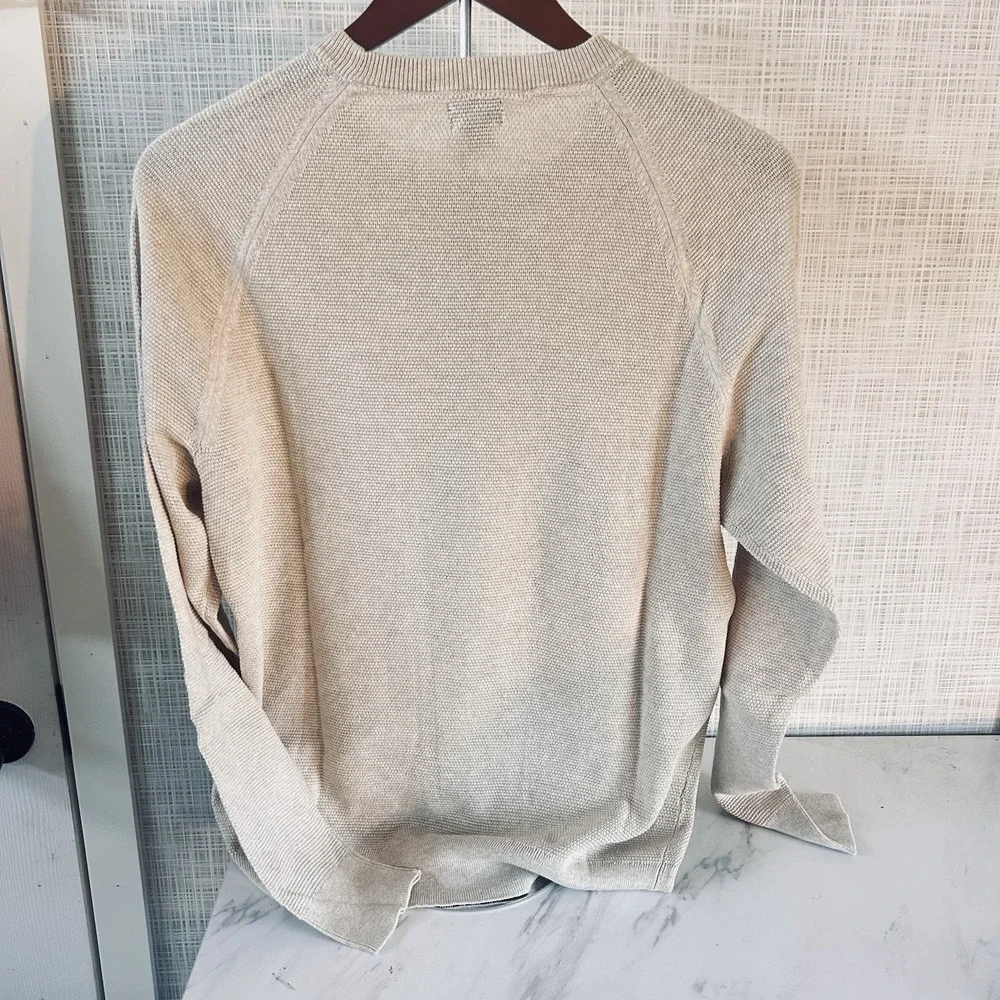 J Crew Sweater 100% Cotton Oatmeal Tan Crew Neck Men's Size Large New! T